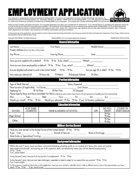 Posting id: 882291254. . Buffalo wild wings job application